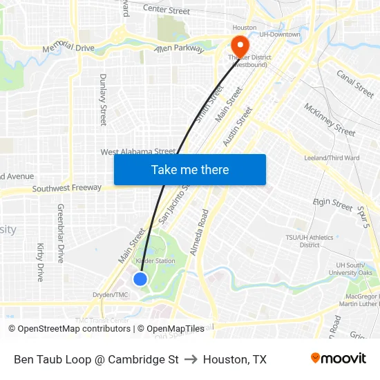 Ben Taub Loop @ Cambridge St to Houston, TX map