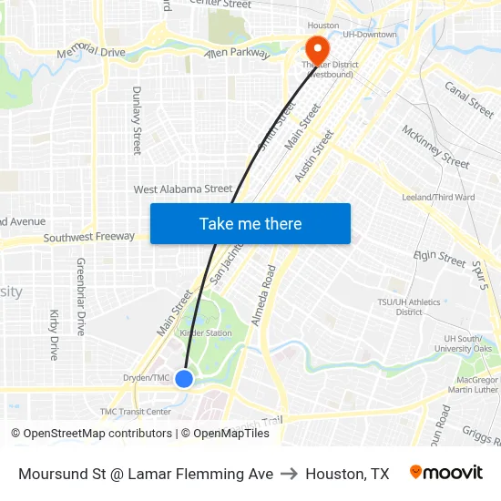Moursund St @ Lamar Flemming Ave to Houston, TX map
