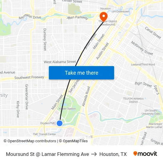 Moursund St @ Lamar Flemming Ave to Houston, TX map