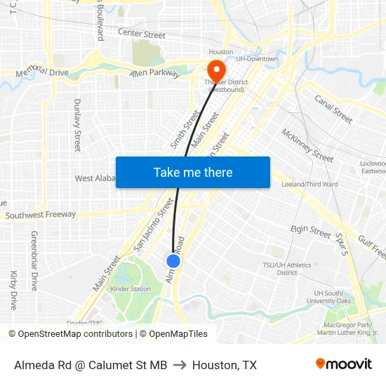 Almeda Rd @ Calumet St MB to Houston, TX map