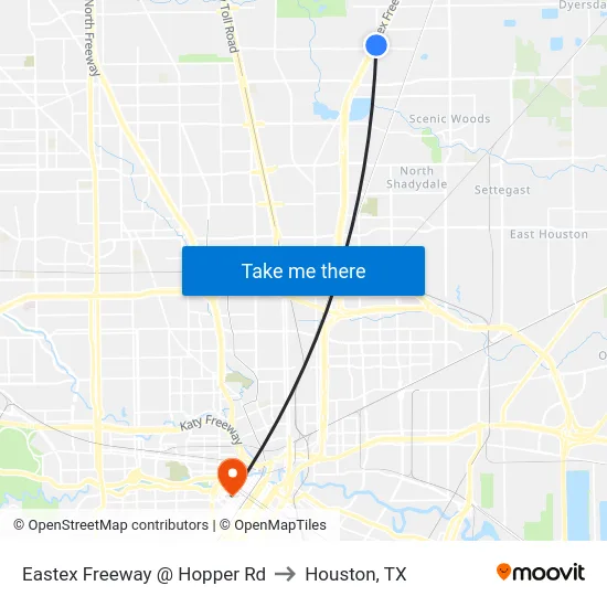 Eastex Freeway @ Hopper Rd to Houston, TX map
