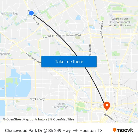 Chasewood Park Dr @ Sh 249 Hwy to Houston, TX map