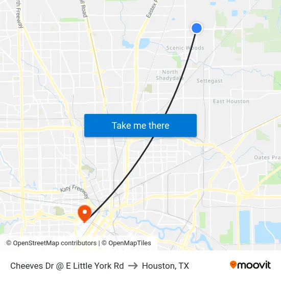 Cheeves Dr @ E Little York Rd to Houston, TX map