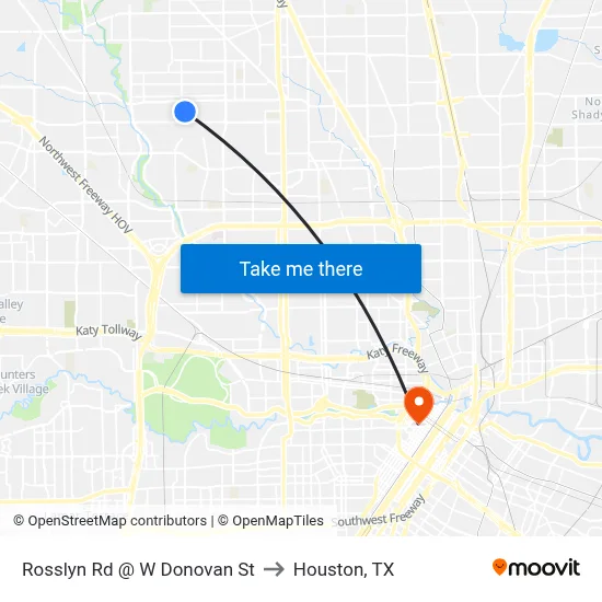 Rosslyn Rd @ W Donovan St to Houston, TX map