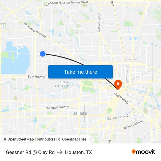 Gessner Rd @ Clay Rd to Houston, TX map