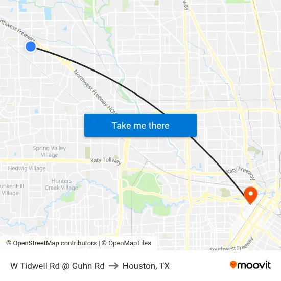 W Tidwell Rd @ Guhn Rd to Houston, TX map