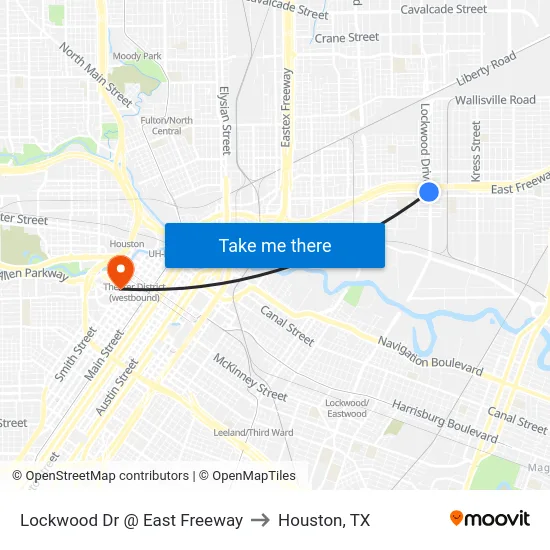 Lockwood Dr @ East Freeway to Houston, TX map
