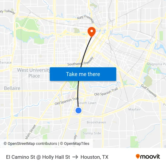 El Camino St @ Holly Hall St to Houston, TX map