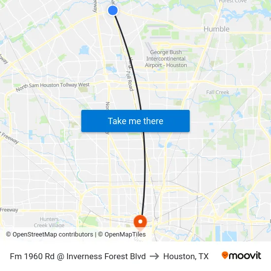 Fm 1960 Rd @ Inverness Forest Blvd to Houston, TX map