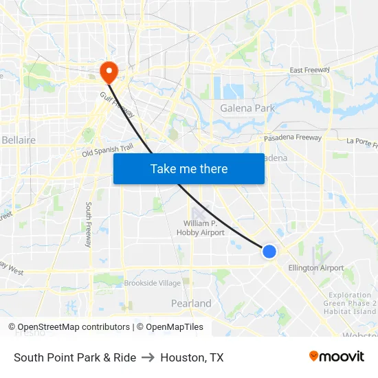 South Point Park & Ride to Houston, TX map