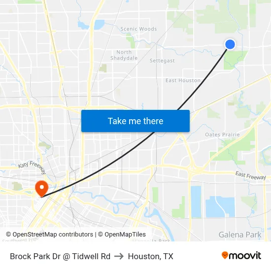 Brock Park Dr @ Tidwell Rd to Houston, TX map