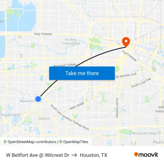 W Bellfort Ave @ Wilcrest Dr to Houston, TX map