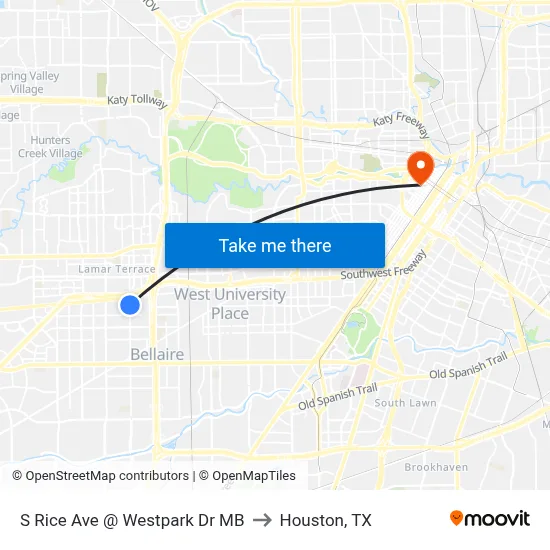 S Rice Ave @ Westpark Dr MB to Houston, TX map