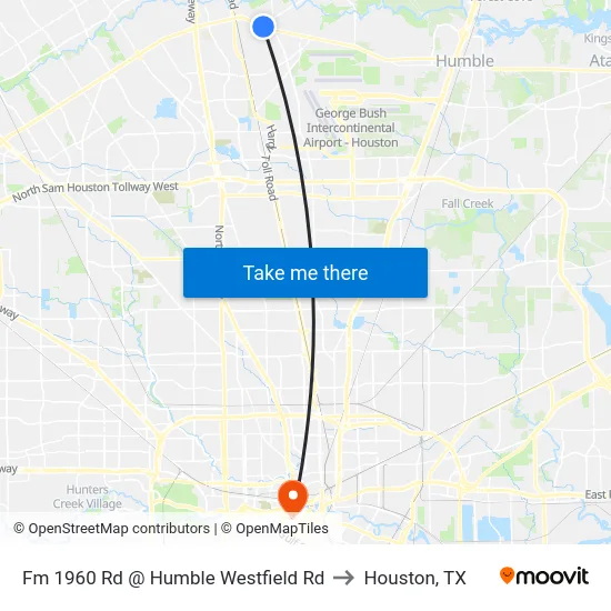 Fm 1960 Rd @ Humble Westfield Rd to Houston, TX map