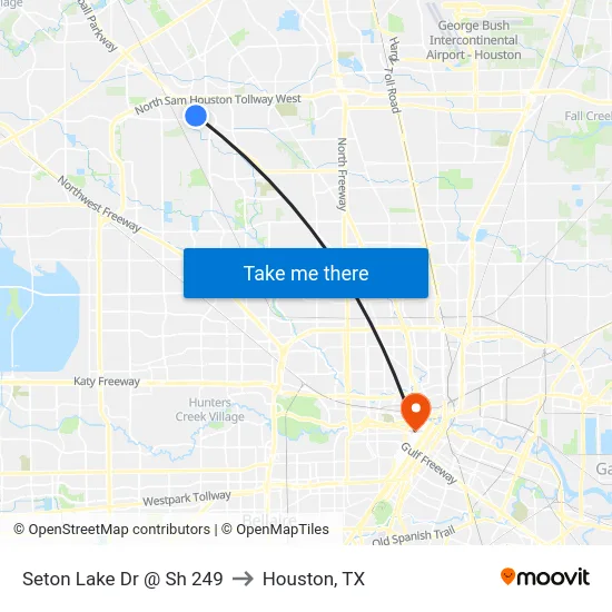 Seton Lake Dr @ Sh 249 to Houston, TX map