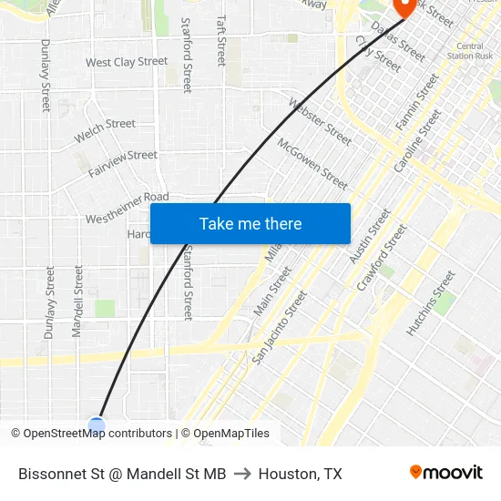 Bissonnet St @ Mandell St MB to Houston, TX map
