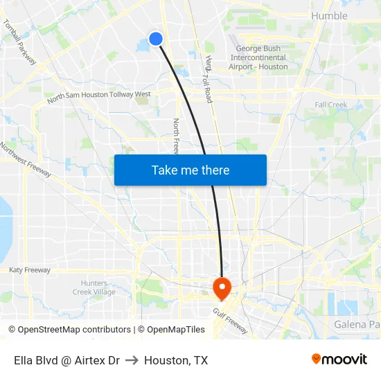Ella Blvd @ Airtex Dr to Houston, TX map
