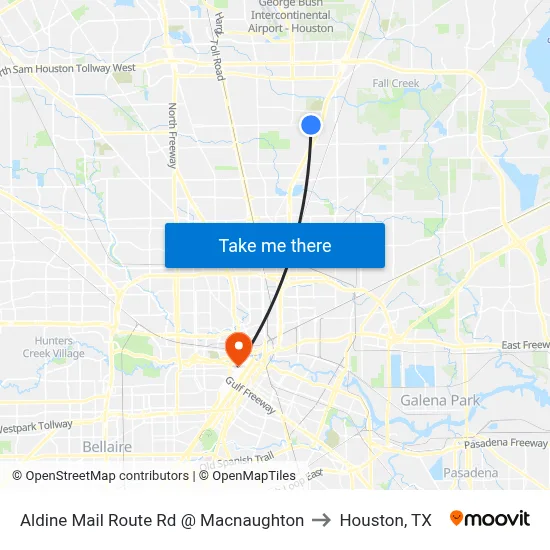 Aldine Mail Route Rd @ Macnaughton to Houston, TX map