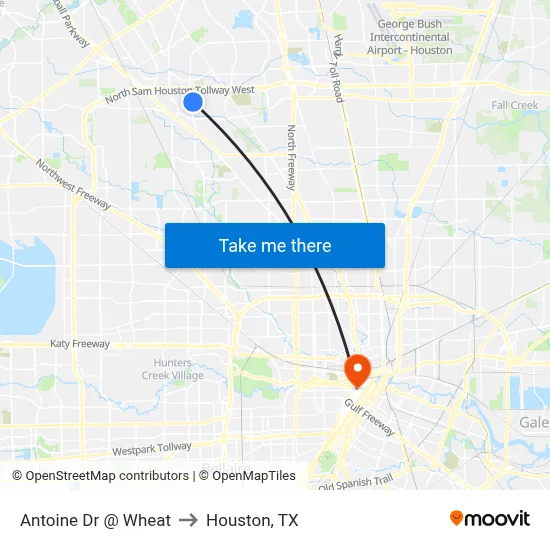 Antoine Dr @ Wheat to Houston, TX map