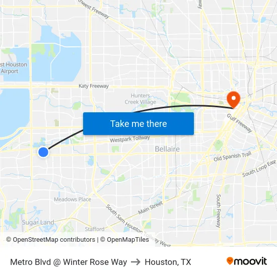 Metro Blvd @ Winter Rose Way to Houston, TX map