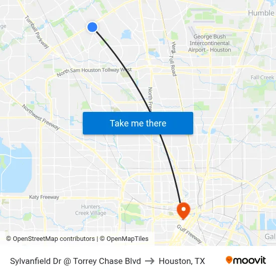 Sylvanfield Dr @ Torrey Chase Blvd to Houston, TX map