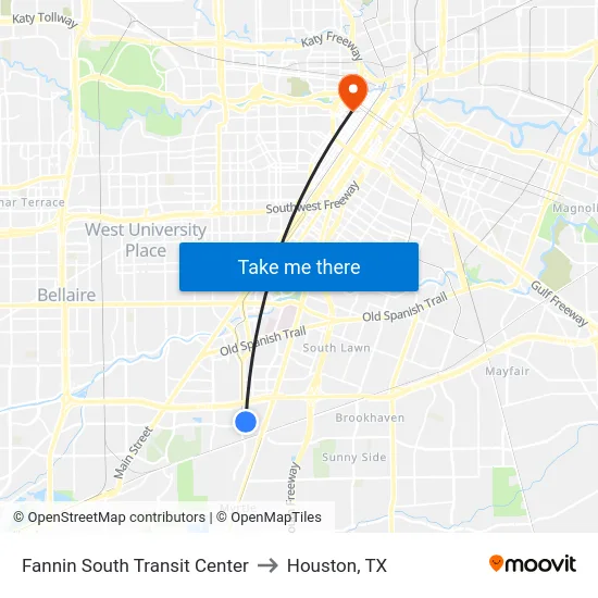 Fannin South Transit Center to Houston, TX map