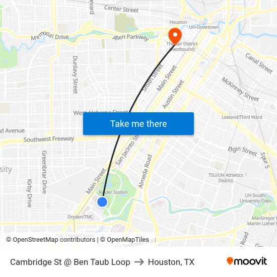 Cambridge St @ Ben Taub Loop to Houston, TX map