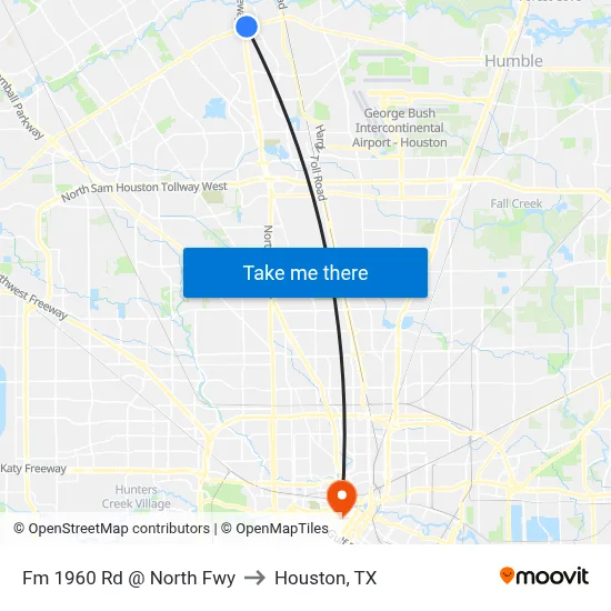 Fm 1960 Rd @ North Fwy to Houston, TX map