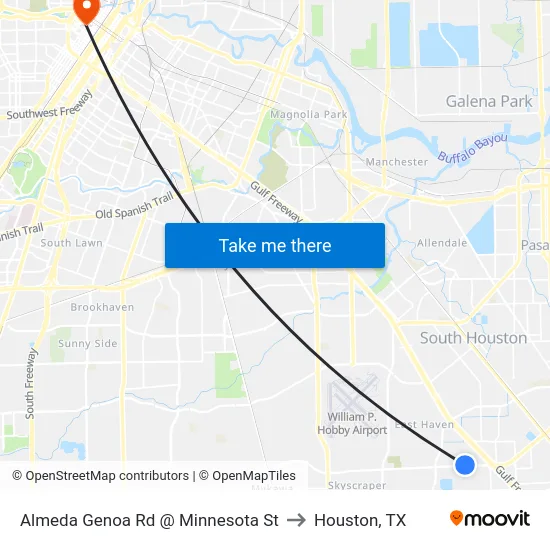 Almeda Genoa Rd @ Minnesota St to Houston, TX map