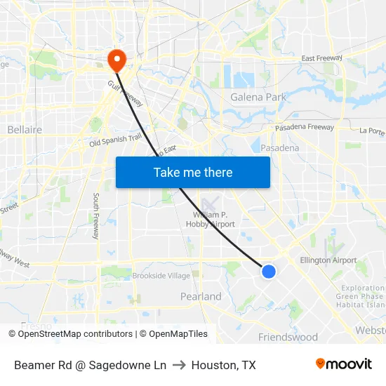 Beamer Rd @ Sagedowne Ln to Houston, TX map