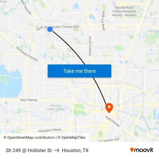 Sh 249 @ Hollister St to Houston, TX map