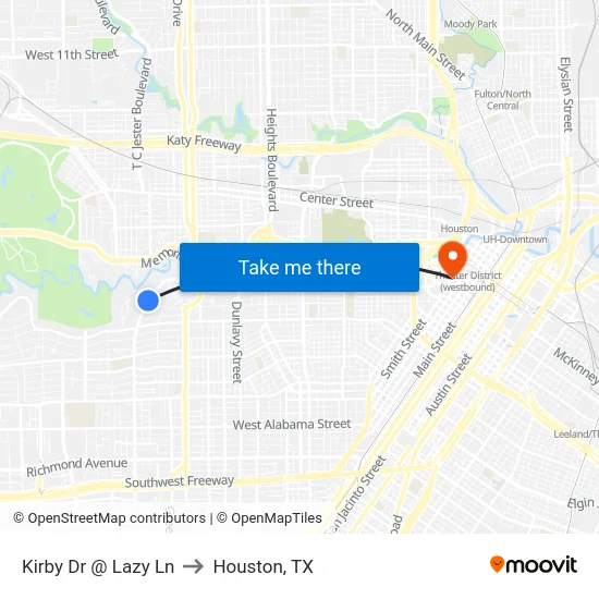 Kirby Dr @ Lazy Ln to Houston, TX map
