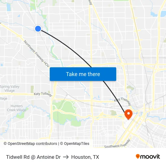 Tidwell Rd @ Antoine Dr to Houston, TX map