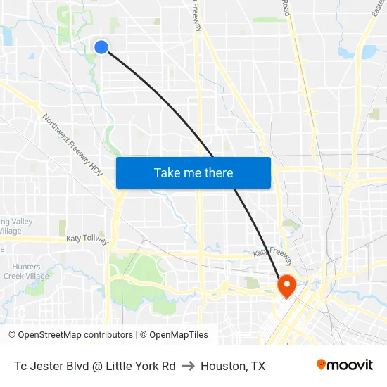 Tc Jester Blvd @ Little York Rd to Houston, TX map