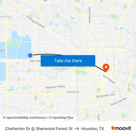 Chatterton Dr @ Sherwood Forest St to Houston, TX map