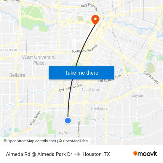 Almeda Rd @ Almeda Park Dr to Houston, TX map