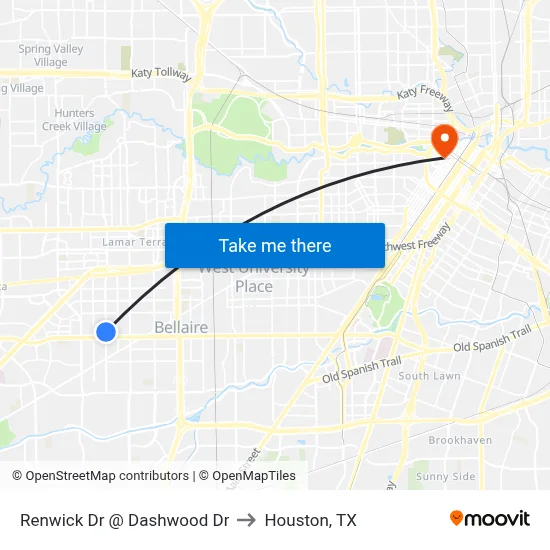 Renwick Dr @ Dashwood Dr to Houston, TX map