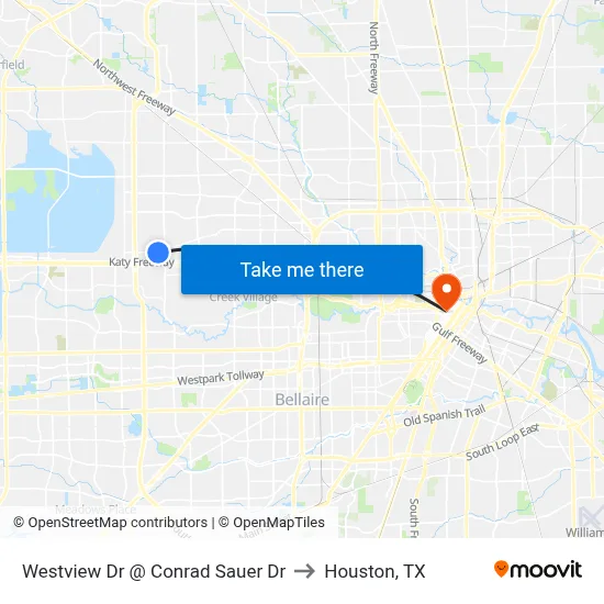 Westview Dr @ Conrad Sauer Dr to Houston, TX map