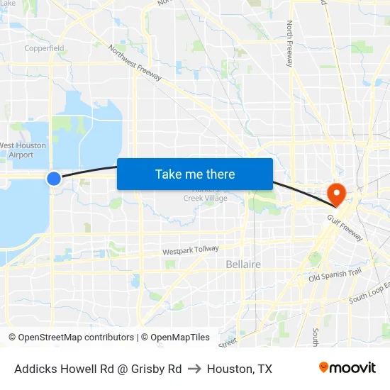 Addicks Howell Rd @ Grisby Rd to Houston, TX map