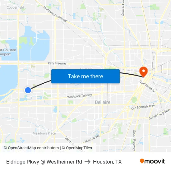 Eldridge Pkwy @ Westheimer Rd to Houston, TX map