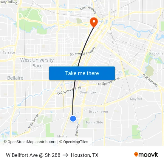 W Bellfort Ave @ Sh 288 to Houston, TX map