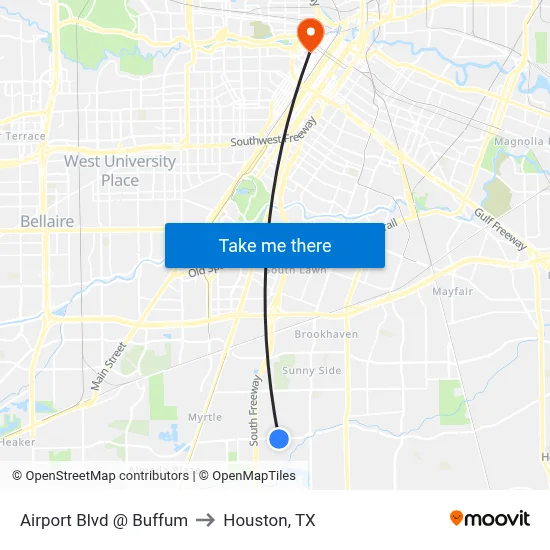 Airport Blvd @ Buffum to Houston, TX map