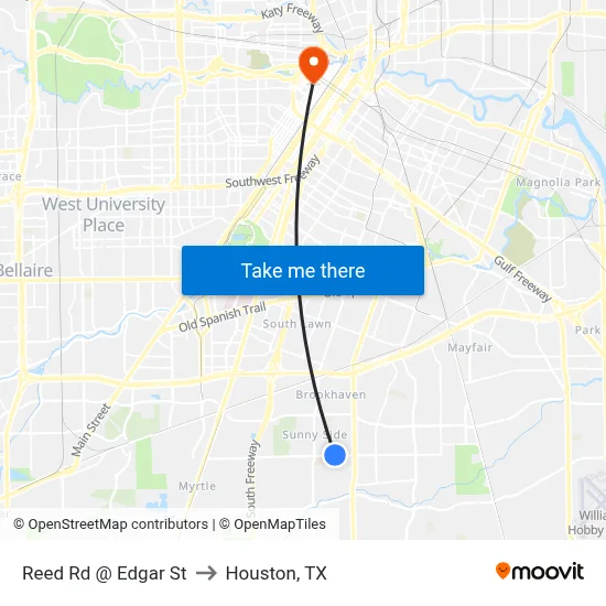Reed Rd @ Edgar St to Houston, TX map