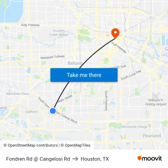 Fondren Rd @ Cangelosi Rd to Houston, TX map