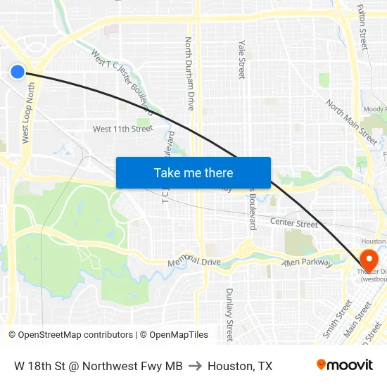 W 18th St @ Northwest Fwy MB to Houston, TX map