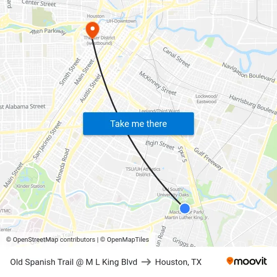 Old Spanish Trail @ M L King Blvd to Houston, TX map
