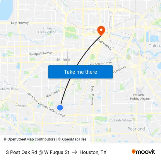 S Post Oak Rd @ W Fuqua St to Houston, TX map