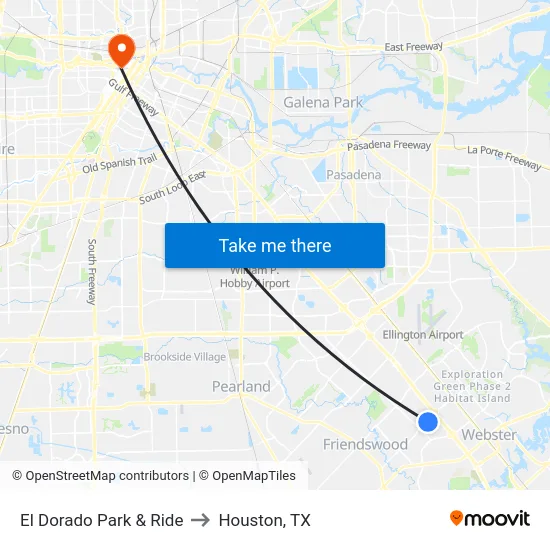 El Dorado Park & Ride to Houston, TX map