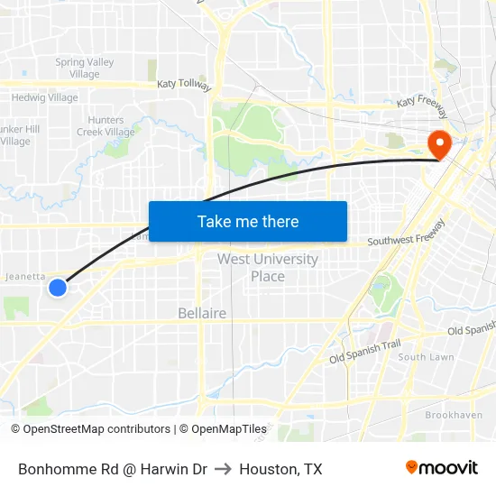 Bonhomme Rd @ Harwin Dr to Houston, TX map