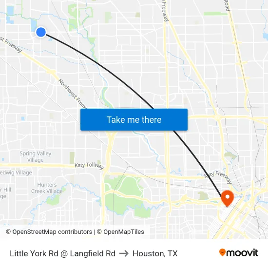 Little York Rd @ Langfield Rd to Houston, TX map
